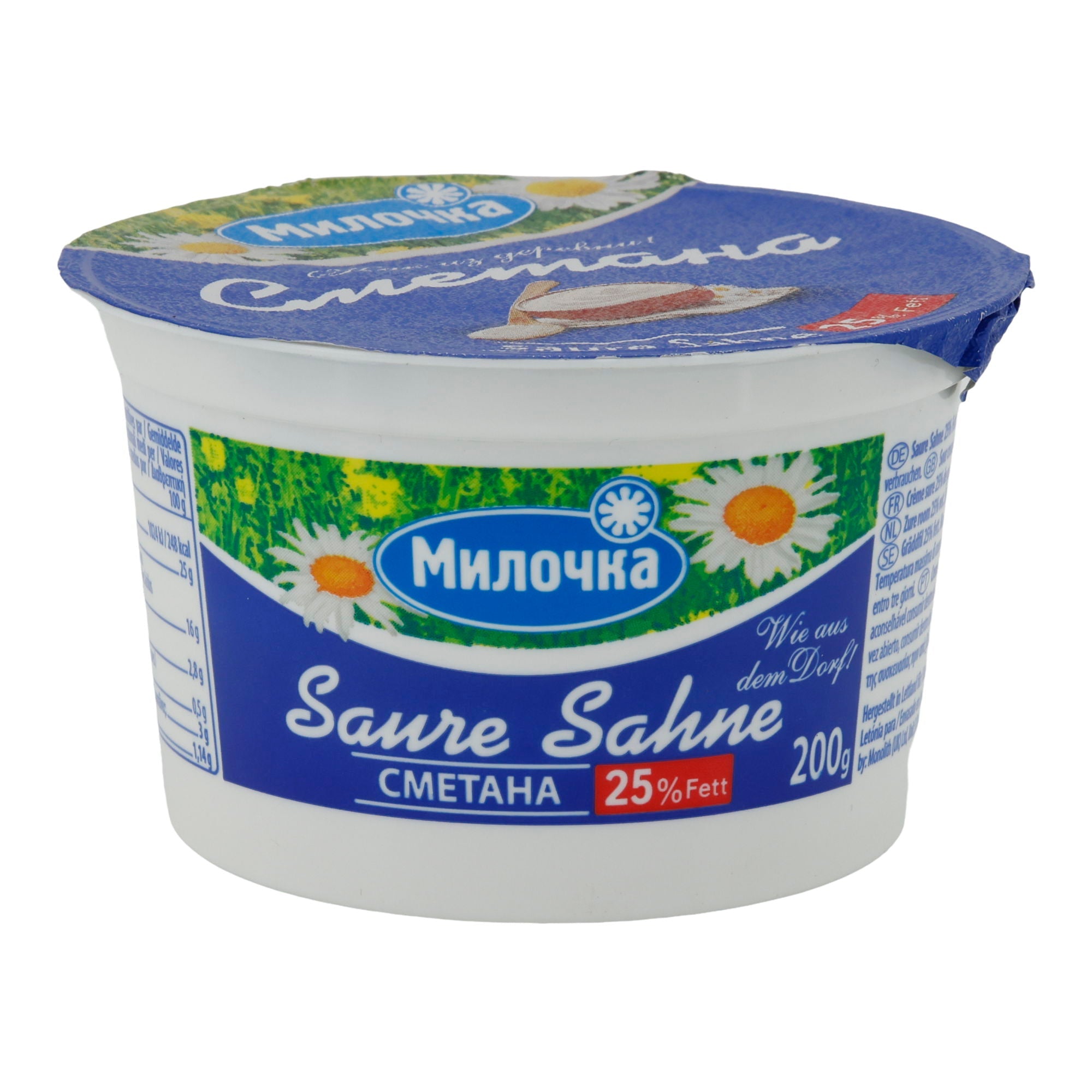 Sauerrahm Milochka Saure Sahne | Sauerrahm | Cremig mit 25% Fett | 200 g MNNOYKA
